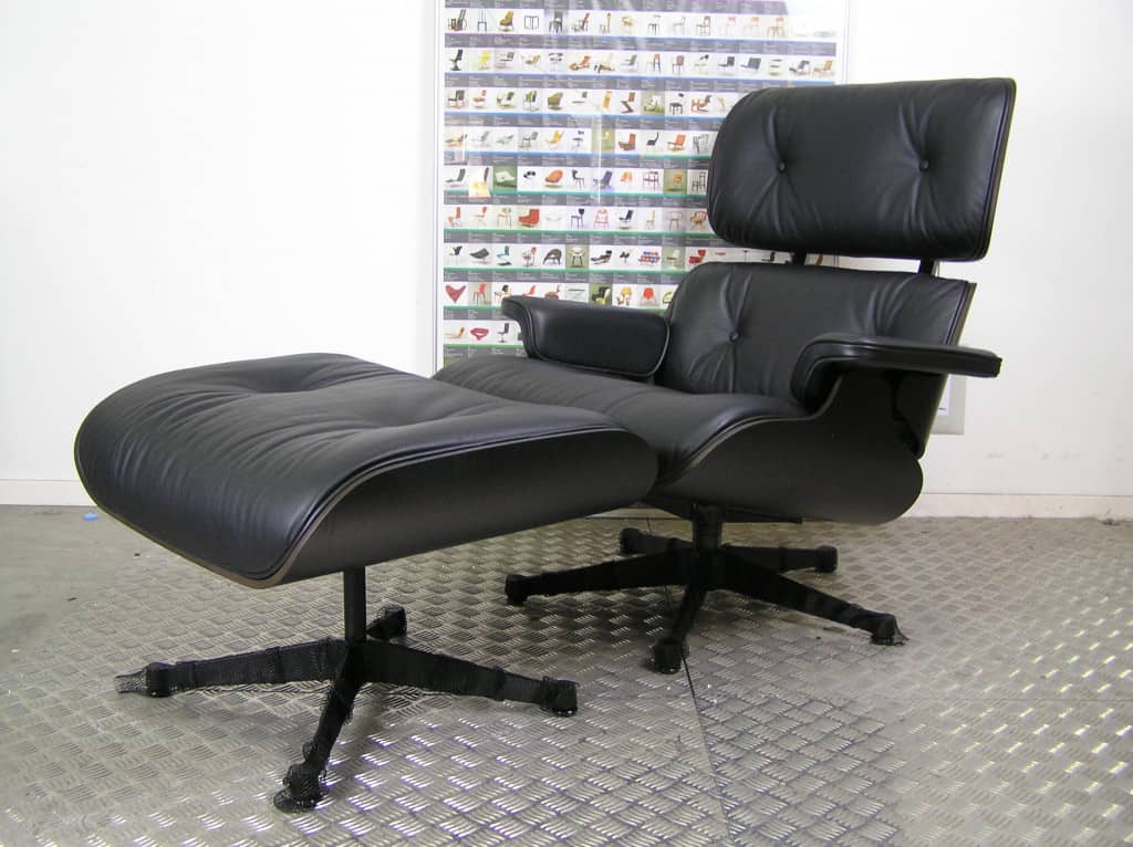 Kiwi Rang kroon 2 Vitra Eames Lounge Chair met Ottoman, volledig zwart, XL | DoDesign