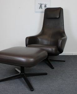 Vitra Repos + Ottoman, Naturel leer, Chocolate kleur
