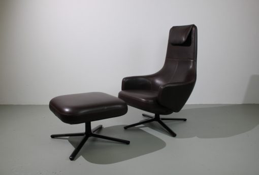 Vitra Repos fauteuil met ottoman, Chocolate bruin