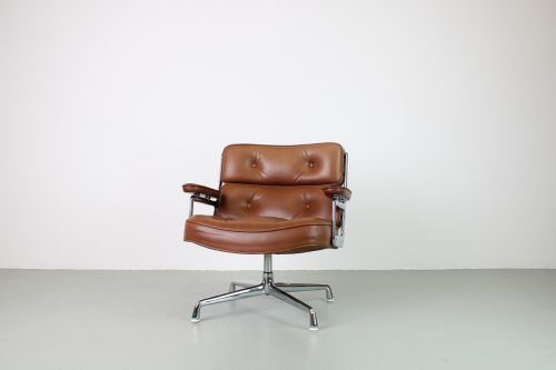 Vitra ES 105 lobbychair, Chroom, Cognac leder