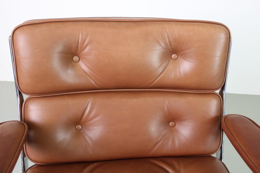 Vitra ES 105 lobbychair, Chroom, Cognac leder - Afbeelding 7