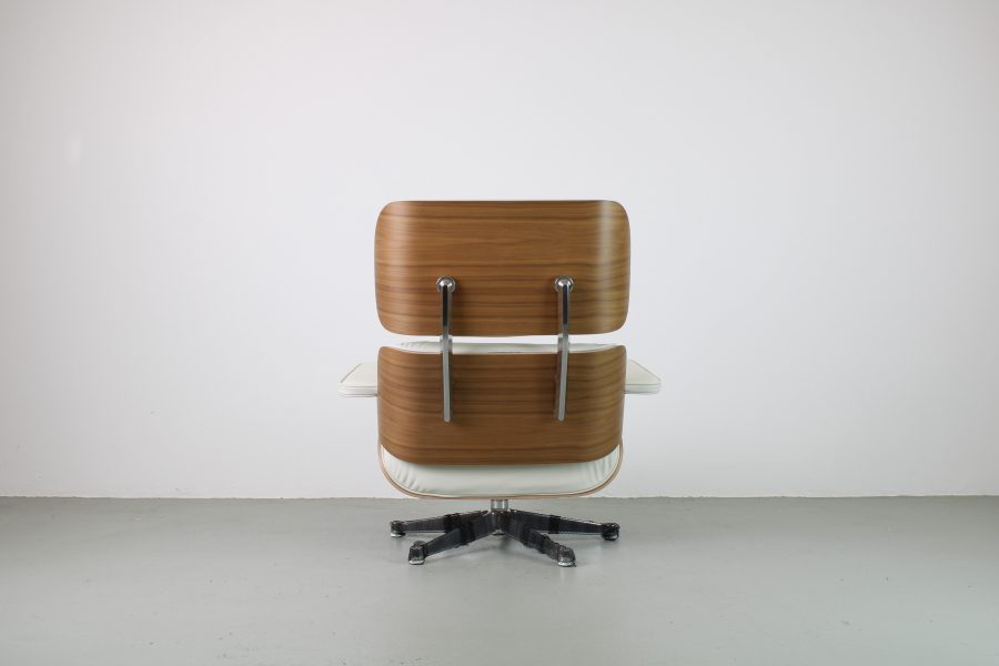 Vitra Lounge Chairs met Ottoman, Noten-wit pigment, Premium leer F wit - Afbeelding 4