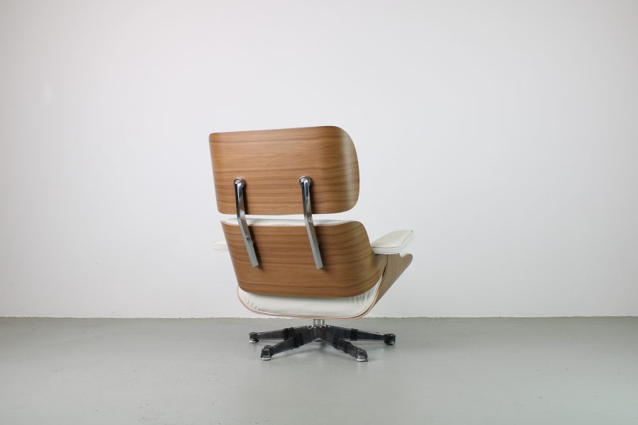 Vitra Lounge Chairs met Ottoman, Noten-wit pigment, Premium leer F wit - Afbeelding 5