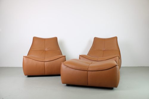 Montis Florence Fauteuil met poef, Cognac leer