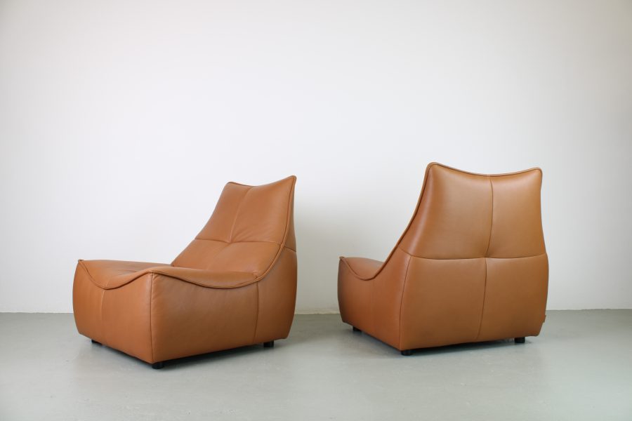 Montis Florence Fauteuil met poef, Cognac leer - Afbeelding 2