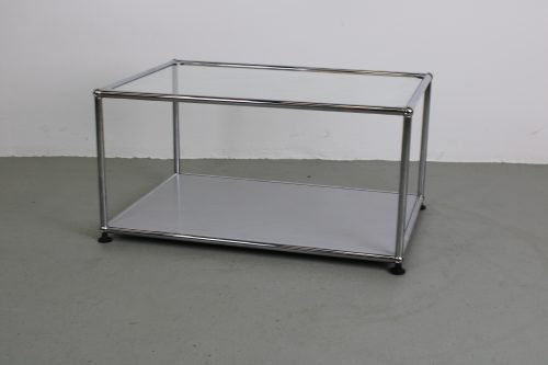USM Haller salontafel 75/50/35, Matte Silver / Glas