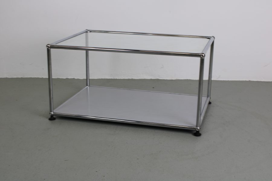 USM Haller salontafel 75/50/35, Matte Silver / Glas
