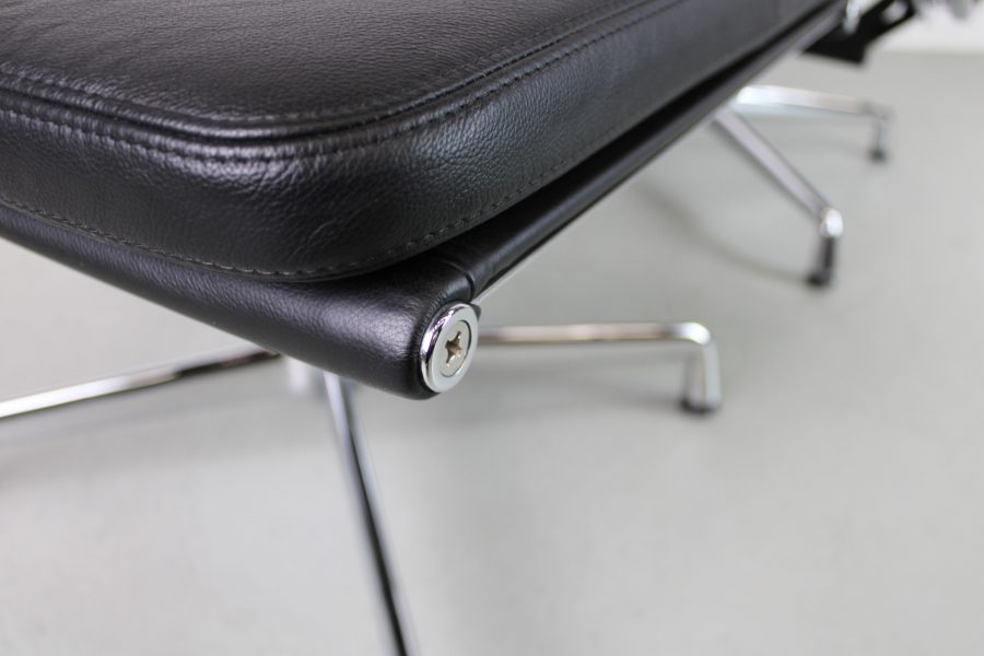Vitra EA 222 + 223, Chroom, Zwart leer - Afbeelding 5