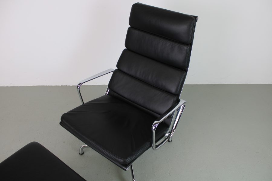 Vitra EA 222 + 223, Chroom, Zwart leer - Afbeelding 4
