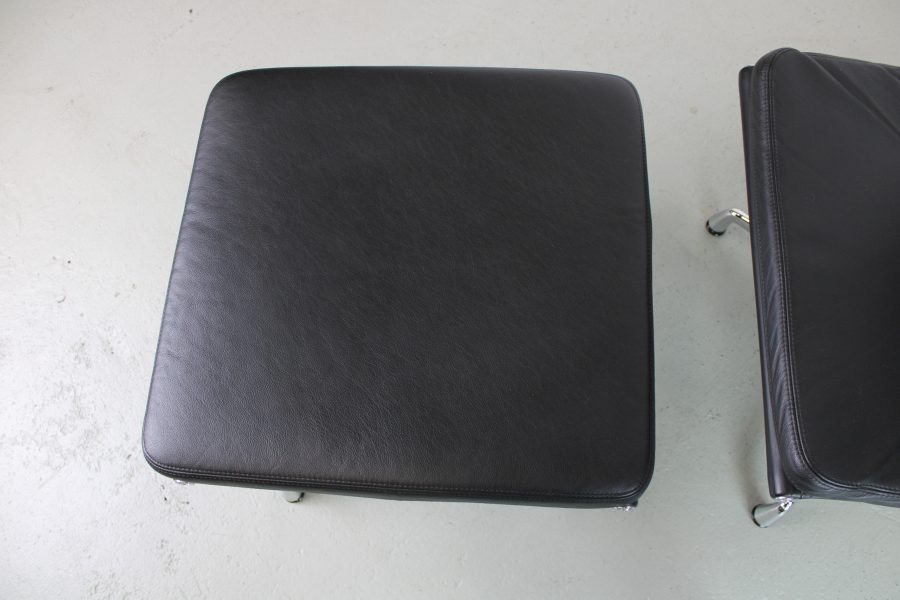 Vitra EA 222 + 223, Chroom, Zwart leer - Afbeelding 9
