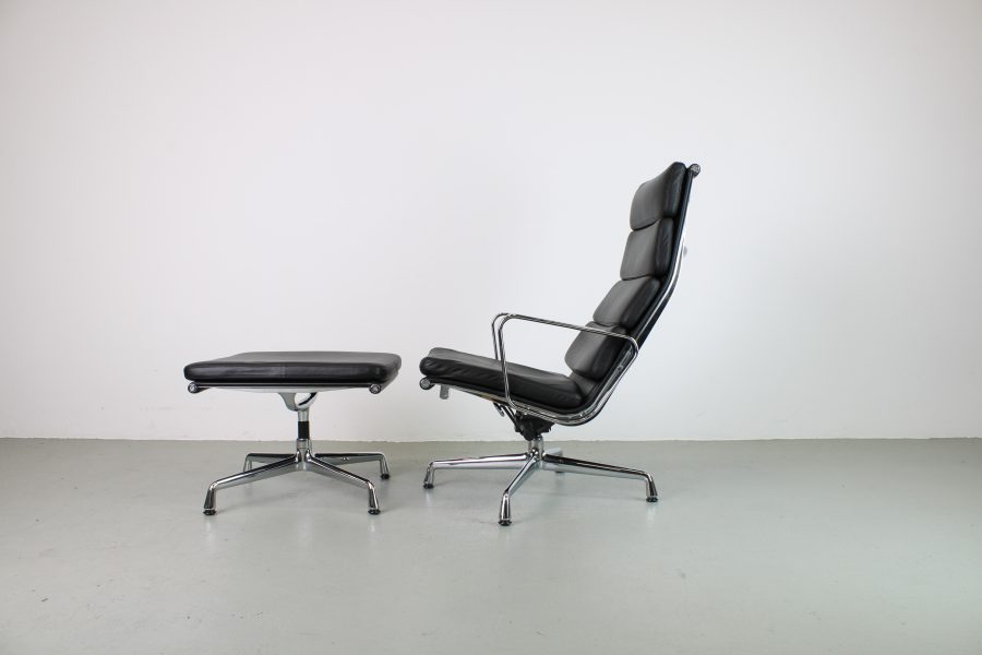 Vitra EA 222 + 223, Chroom, Zwart leer - Afbeelding 2