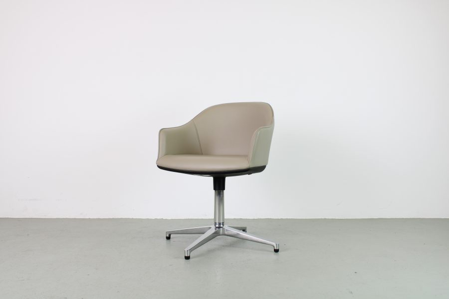 3x Vitra Softshell viersteronderstel, Beige leer - Afbeelding 2
