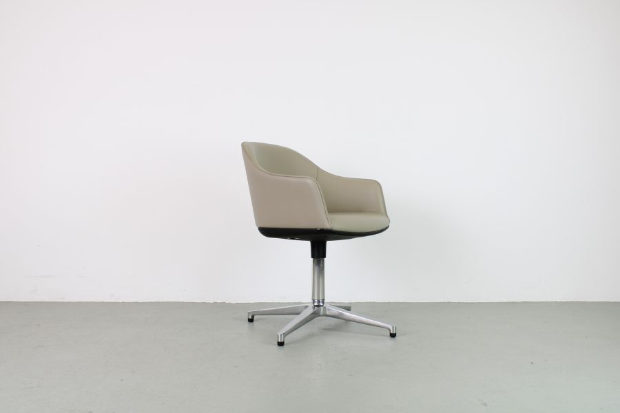 3x Vitra Softshell viersteronderstel, Beige leer - Afbeelding 5