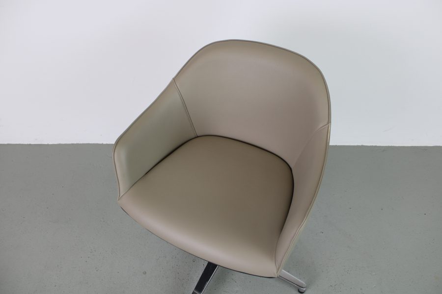 3x Vitra Softshell viersteronderstel, Beige leer - Afbeelding 7