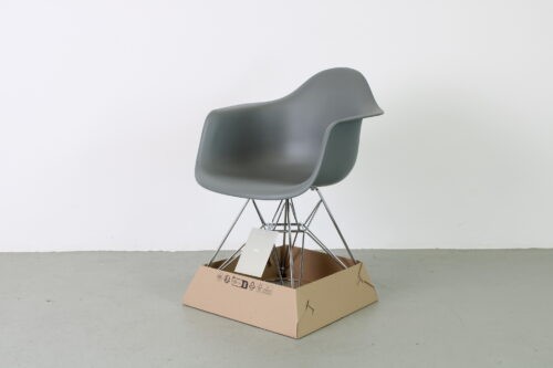 Vitra Plastic Armchair RE DAR, Granite Grey, chroom, nieuw